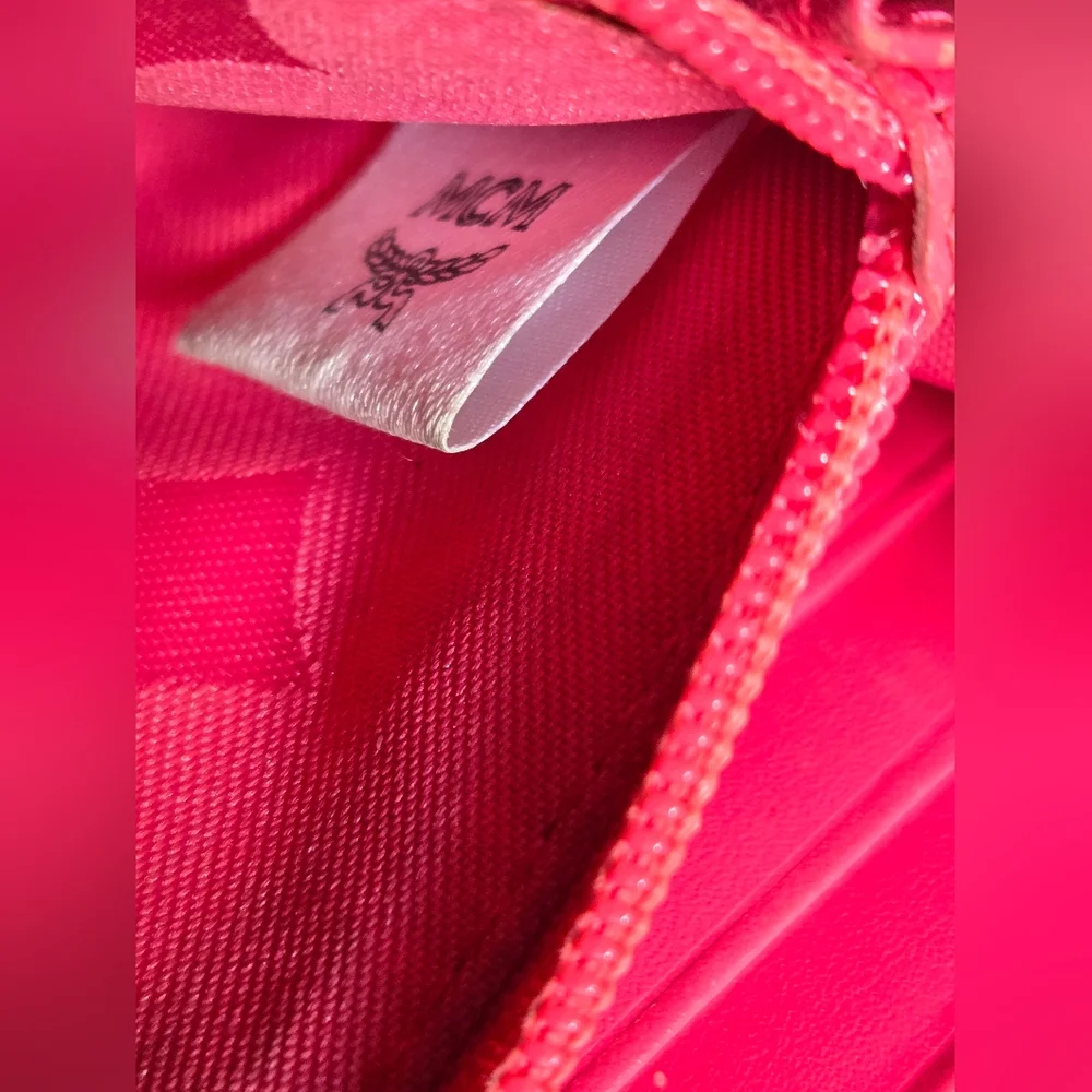 MCM Visetos Pink and Tan Zippy Wallet - Picture 12 of 14